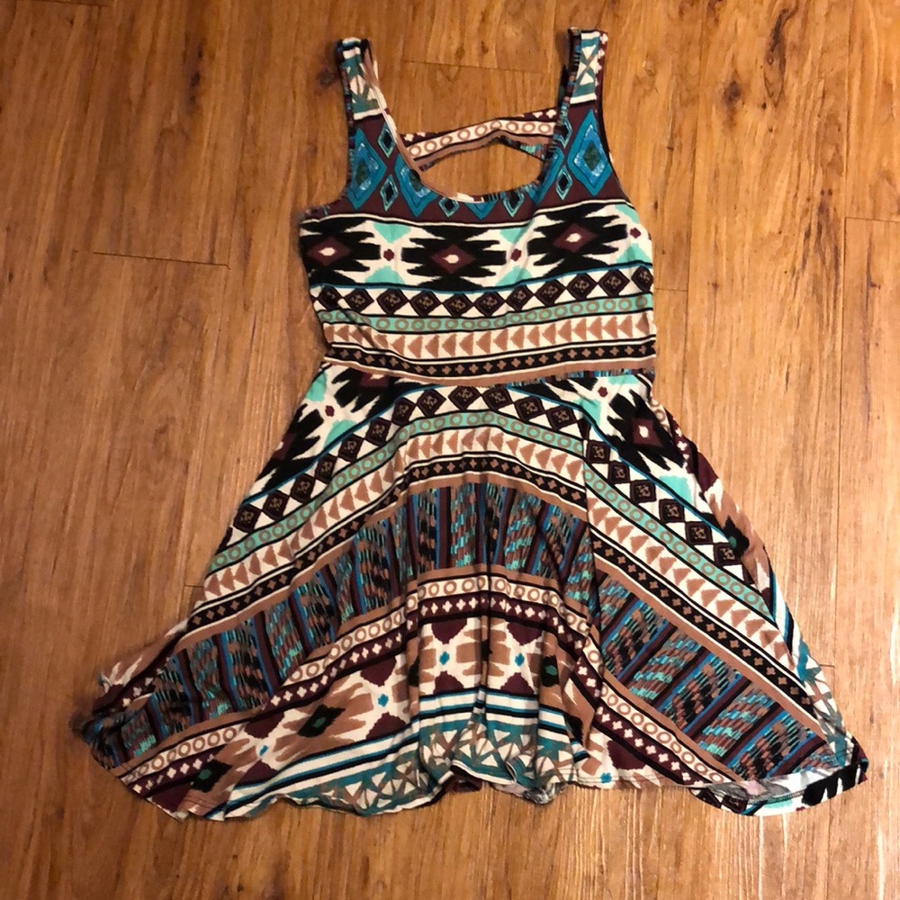 Tribal print ladder back mini dress- Medium